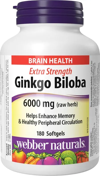 Ginkgo Biloba, 120 mg, 180 capsule gelatinoase moi, Webber Naturals