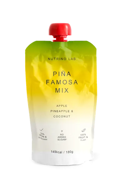 Piure pasteurizat din fructe cu mere ananas si nuca de cocos, 180g, Nutrino Lab