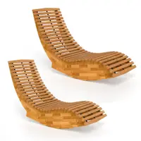 Outsunny Set de 2 Balansoare de Exterior, Șezlonguri Pliabile Ergonomice din Lemn de Acacia, Natural. | Aosom Romania