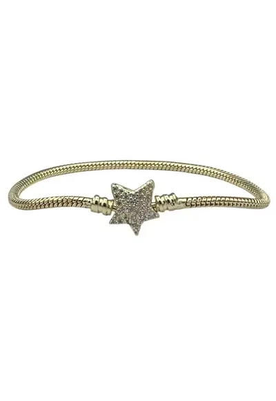 Bratara cu pandantiv in forma de stea - aliaj metalic placat cu aur galben 14K - 18cm