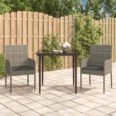 Gossi set mobilier de gradina cu perne, 3 piese, negru/gri, poliratan