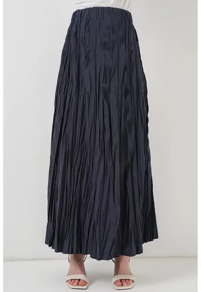 Fusta maxi texturata - albastru - poliesterdwqfwqd - Bleumarin