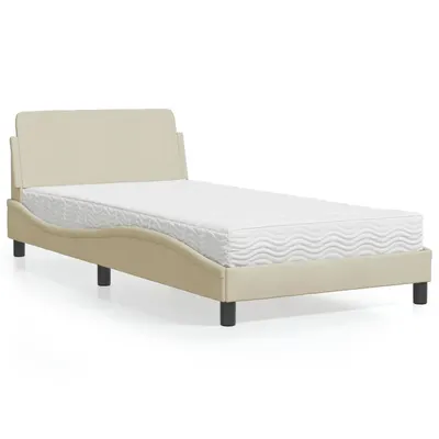 vidaXL Pat cu saltea, Dover, crem, 100x200 cm, textil