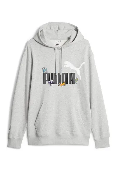 Hanorac cu imprimeu logo si broderie - Gri deschis melange