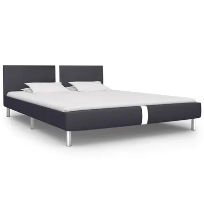 vidaXL Cadru de pat, negru, 120 x 200 cm, piele ecologică