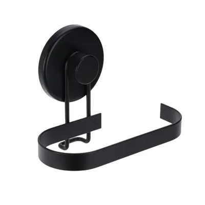 Suport hârtie igienică, Bathroom Solutions, prindere cu ventuză, negru mat, 14x8x11 cm
