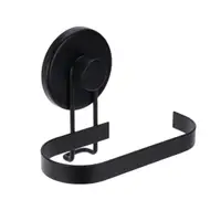 Suport hârtie igienică, Bathroom Solutions, prindere cu ventuză, negru mat, 14x8x11 cm