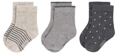 Șosete pentru bebeluși Lassig - Cosy Leg Wear, 3 bucăți, 19-22 cm, gri