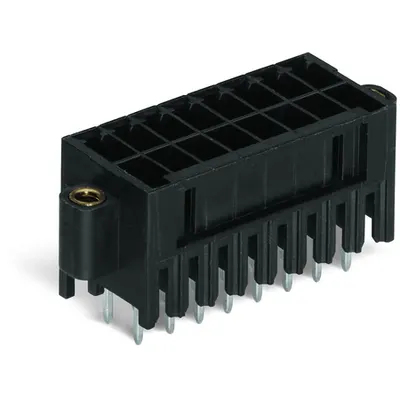 THT male header, 2-row; 0.8 x 0.8 mm solder pin; straight; 100% protected against mismating; Pin spacing 3.5 mm; 2 x 9-pole; black