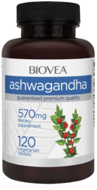 Ashwagandha, 570 mg, 120 tablete, Biovea