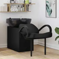 vidaXL Scaun pentru șampon Manual Negru 136 x 60 x 92 cm PVC