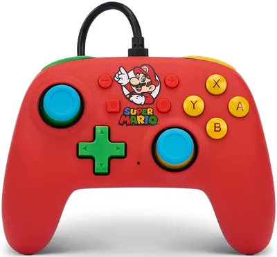 Controller PowerA - Nano, cu fir, pentru Nintendo Switch, Mario Medley