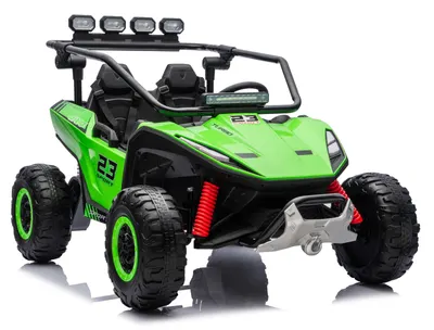UTV electric pentru 2 copii Kinderauto Vector V2 Dune-Buggy, 220W, 12V, roti moi, scaun tapitat, echipat premium, verde