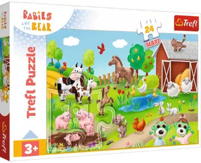 Puzzle 24 piese - Maxi Babies and The Bear - Animale la Ferma