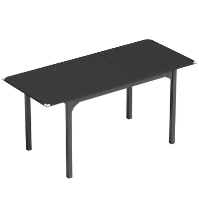 HOMCOM Masă de Grădină Extensibilă pentru 4-6 Persoane cu Picioare din Oțel, 160x70x75 cm, Negru | Aosom Romania