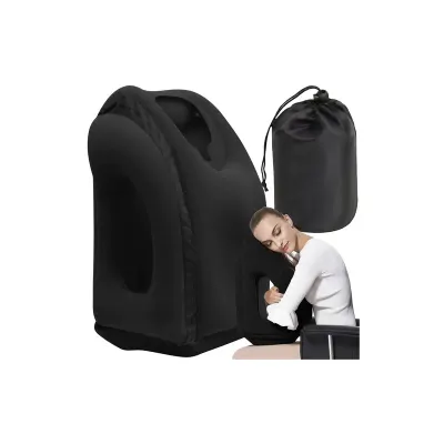 Perna gonflabila de calatorie, suport umeri si cap, sistem reglare aer, 50x35x25 cm