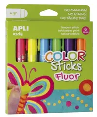 Set vopsele pentru desen APLI Kids - Baton guas, 6 culori neon