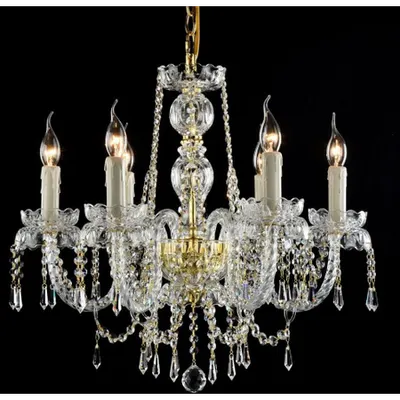 Candelabru Diamant Crystal Adel,6 becuri dulie E14, 230V,D.59cm, H.58 cm,Auriu