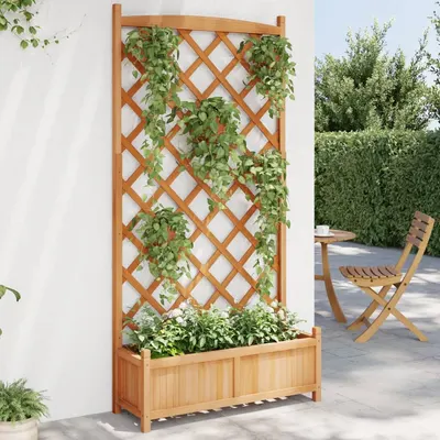 Gossi jardiniera cu spalier, maro, lemn masiv de brad
