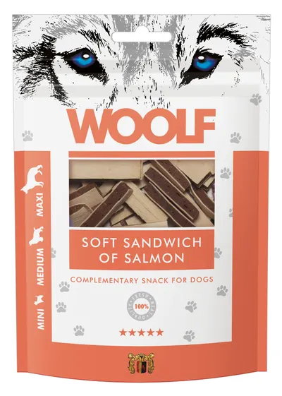 WOOLF DOG SNACKS Soft Sandwich of Salmon 100g