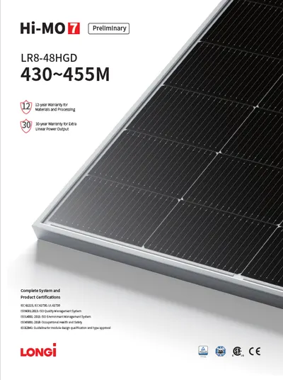 Panou Solar Fotovoltaic Monocristalin BiFacial Longi HI-MO7 LR8-48HGD-445M Black Frame, max. 1500V, lungime cablu 1400mm, conect