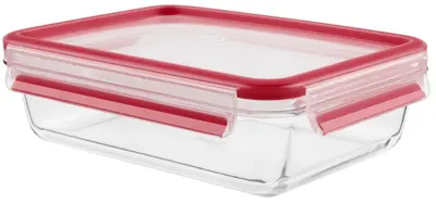Cutie de sticlă pentru alimente Tefal - Clip & Close, 700 ml, roșu