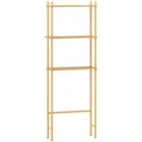 HOMCOM Unitate de Depozitare Deasupra Toaletei din Bambus cu 3 Rafturi, 63,5x25,5x181 cm, Lemn Natural | Aosom Romania