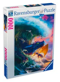 Puzzle Ravensburger din 1000 de piese - Competiția cu dragoni
