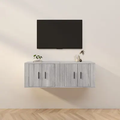 vidaXL Dulapuri TV montate pe perete, 2 buc., gri sonoma 57x34,5x40 cm