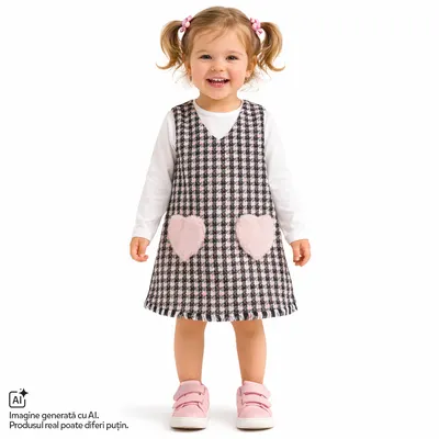 Rochie copii Chicco, alb cu negru, 00214-69MC