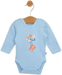 Body pentru bebeluși cu mânecă lungă Rainy - Ursuleț cu baloane, albastru, 48 cm, 0 luni