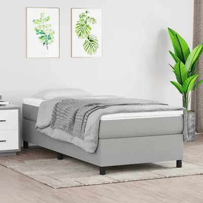 vidaXL Cadru de pat cu arcuri, gri deschis, 90x200 cm, textil