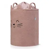Cos pliabil cu manere rezistente Premium Fluffy Toy Boucle Cat Pink 43 litri