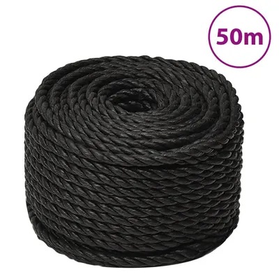 vidaXL Frânghie de lucru, negru, 12 mm, 50 m, polipropilenă