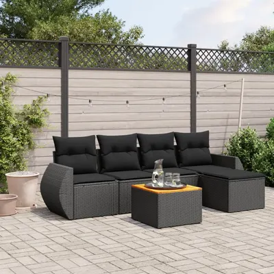 Gossi set mobilier de gradina cu perne, 6 piese, negru, poliratan