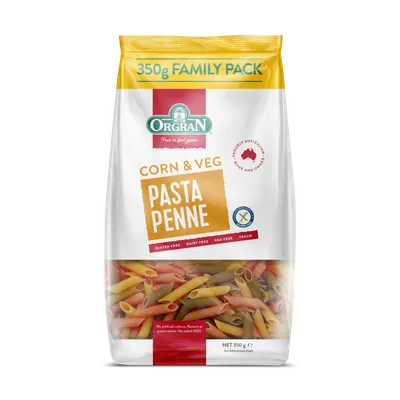 Paste penne din porumb si legume, 350g, Orgran