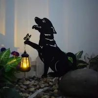 Lampa solara de gradina, decoratiune metalica, Caine
