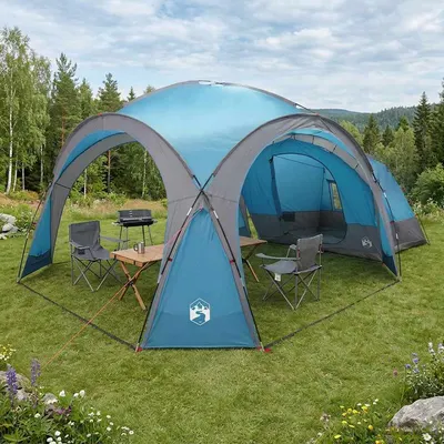 vidaXL Cort lateral albastru 410 x 410 x 250 cm Poliester și oțel