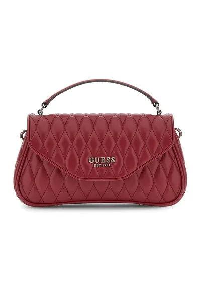 Geanta crossbody din piele ecologica cu aspect matlasat - Rosu inchis