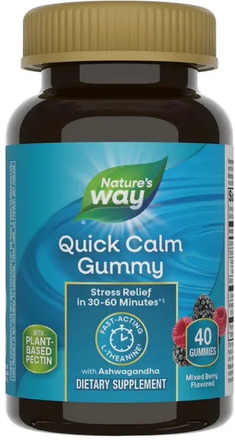 Quick Calm Ashwagandha + L-Theanine, 40 tablete de jeleu, Nature's Way