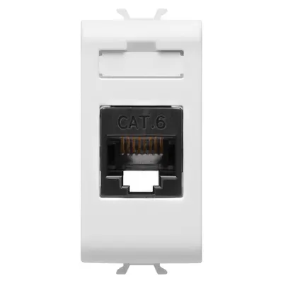 Priza Rj45 - Categoria 6 - Utp - 1 Modul - Alb Lucios - Antibacterian - Chorusmart