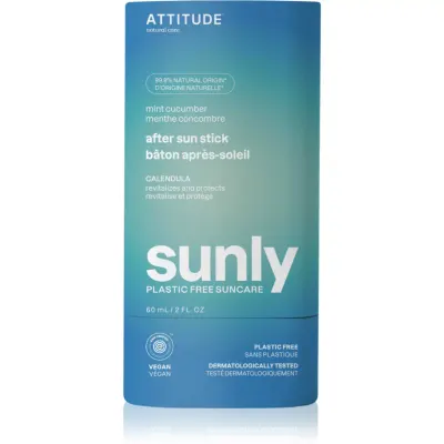 Attitude Sunly Plastic Free Suncare crema cu efect calmant dupa expunere la soare Mint, Cucumber 60 g