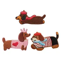 Patch / Petic Textil OEM Dachshund, Set 3 bucati, Multicolor