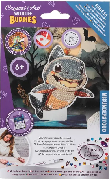 Set de broderie cu diamante Craft Buddy - Crystal Art Buddies: Rechin, 7 piese