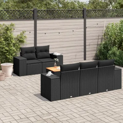 Gossi set mobilier de gradina cu perne, 6 piese, negru, poliratan