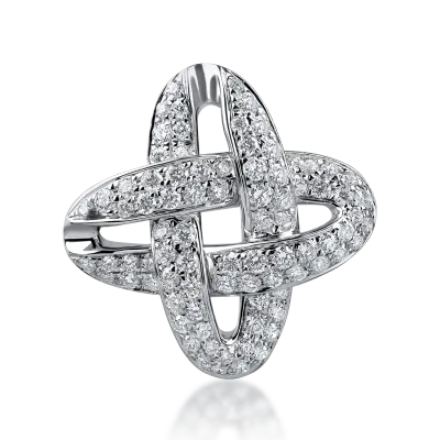 Pandantiv geometric din aur alb cu diamante de 0.8ct