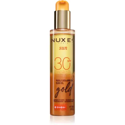 Nuxe Sun Sun Oil Gold SPF 30 Ulei de plaja pentru fata si corp cu efect iluminator SPF 30 150 ml
