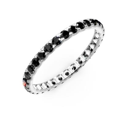 Inel eternity din aur alb cu diamante negre de 0.94ct