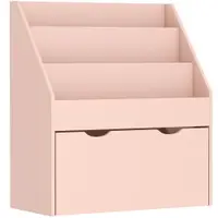 AIYAPLAY Bibliotecă pentru copii Multi-depozitare cu 3 niveluri de rafturi și un sertar, 62,5L x 30l x 70H cm, roz | Aosom Romania