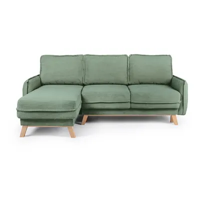Colțar verde deschis extensibil cu tapițerie din catifea reiată (cu colț variabil) Tori – Bonami Selection